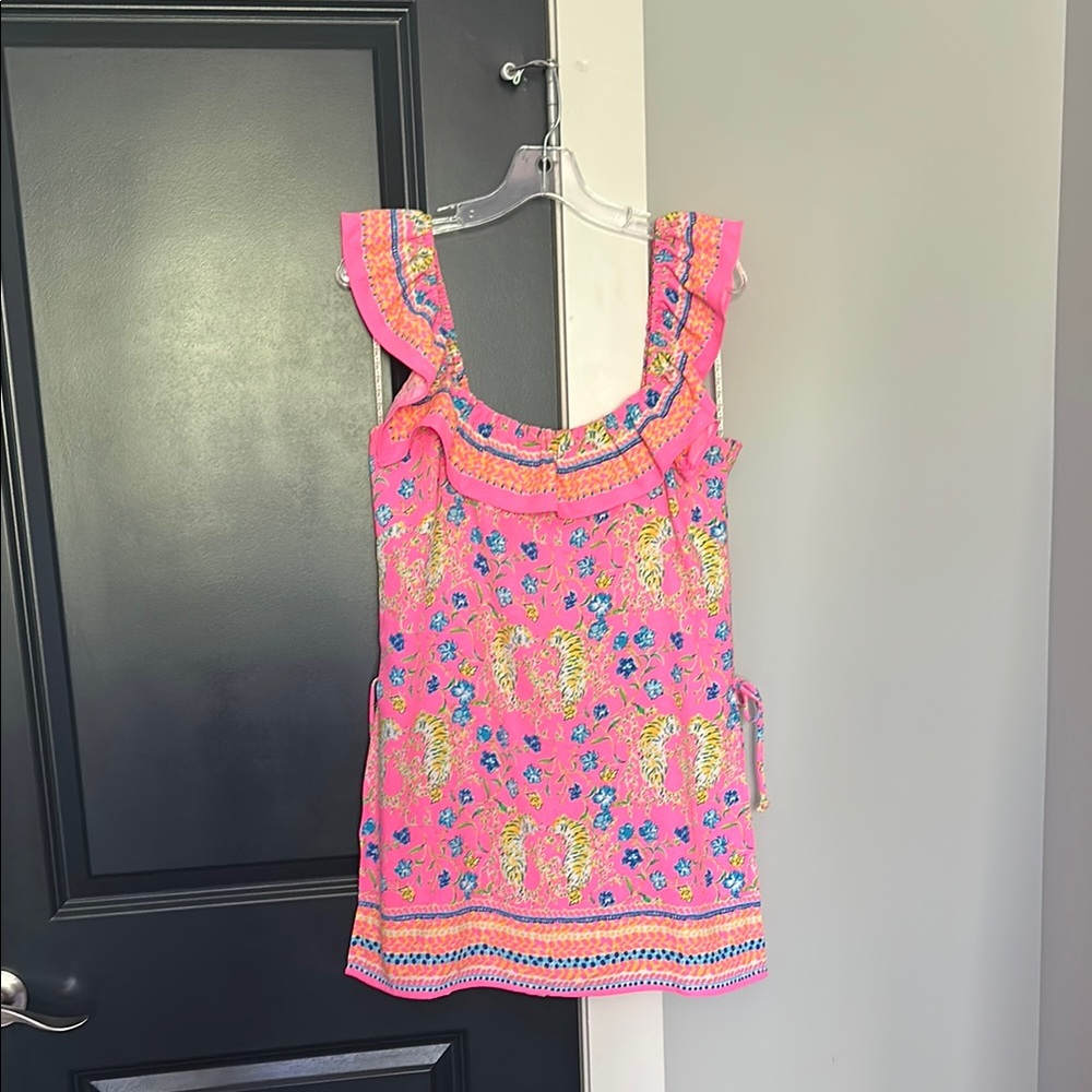 Vibrant Pink and Gold Patterned Dress